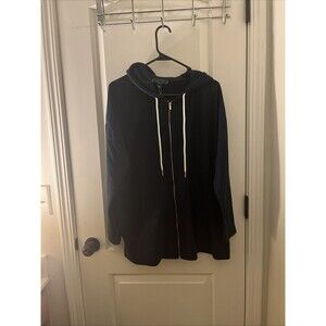 Adult Unisex Full Zip Hoodie Top With Pockets Size Large Navy Blue